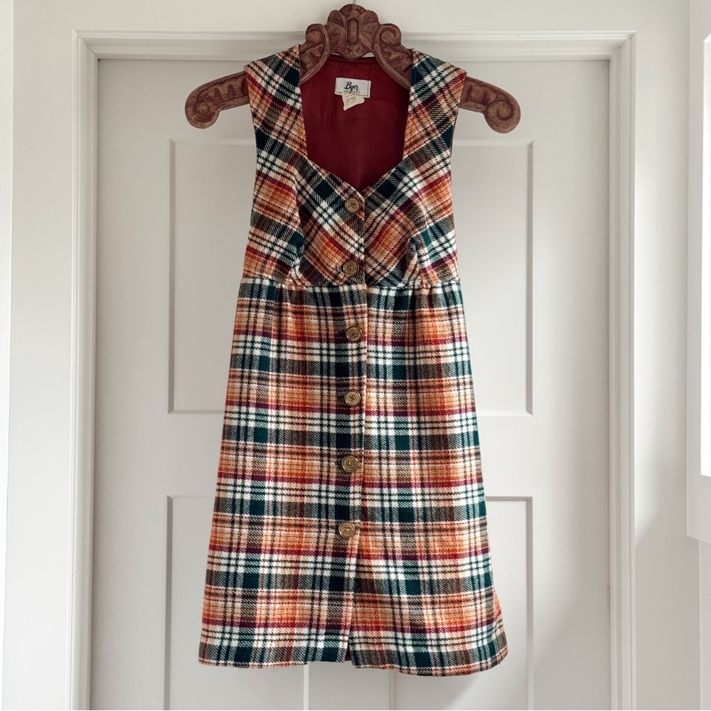 Vintage Byer California Plaid Jumper Dress Size M